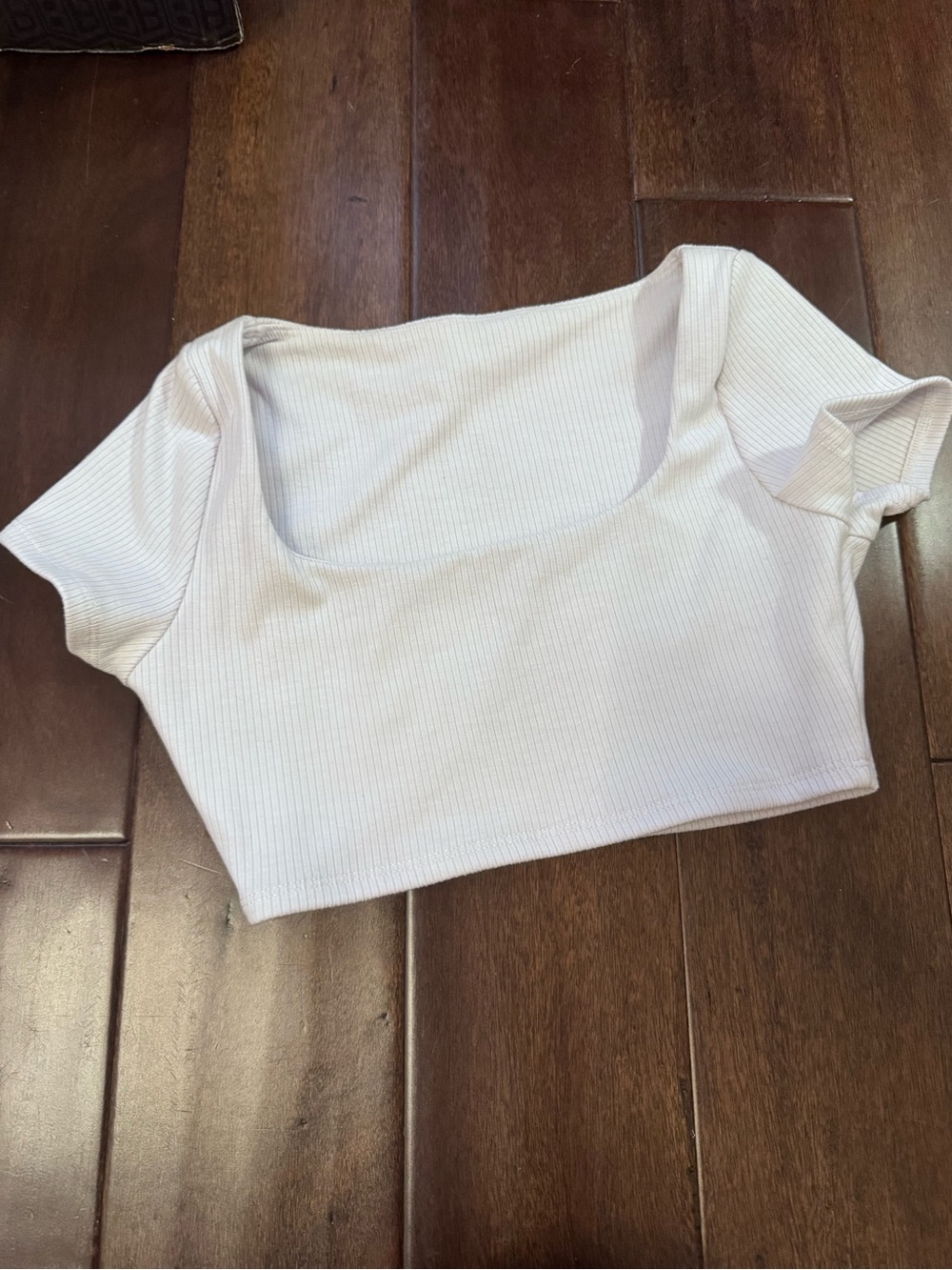 Tiger Friday Ribbed Square Neck Crop Top - White